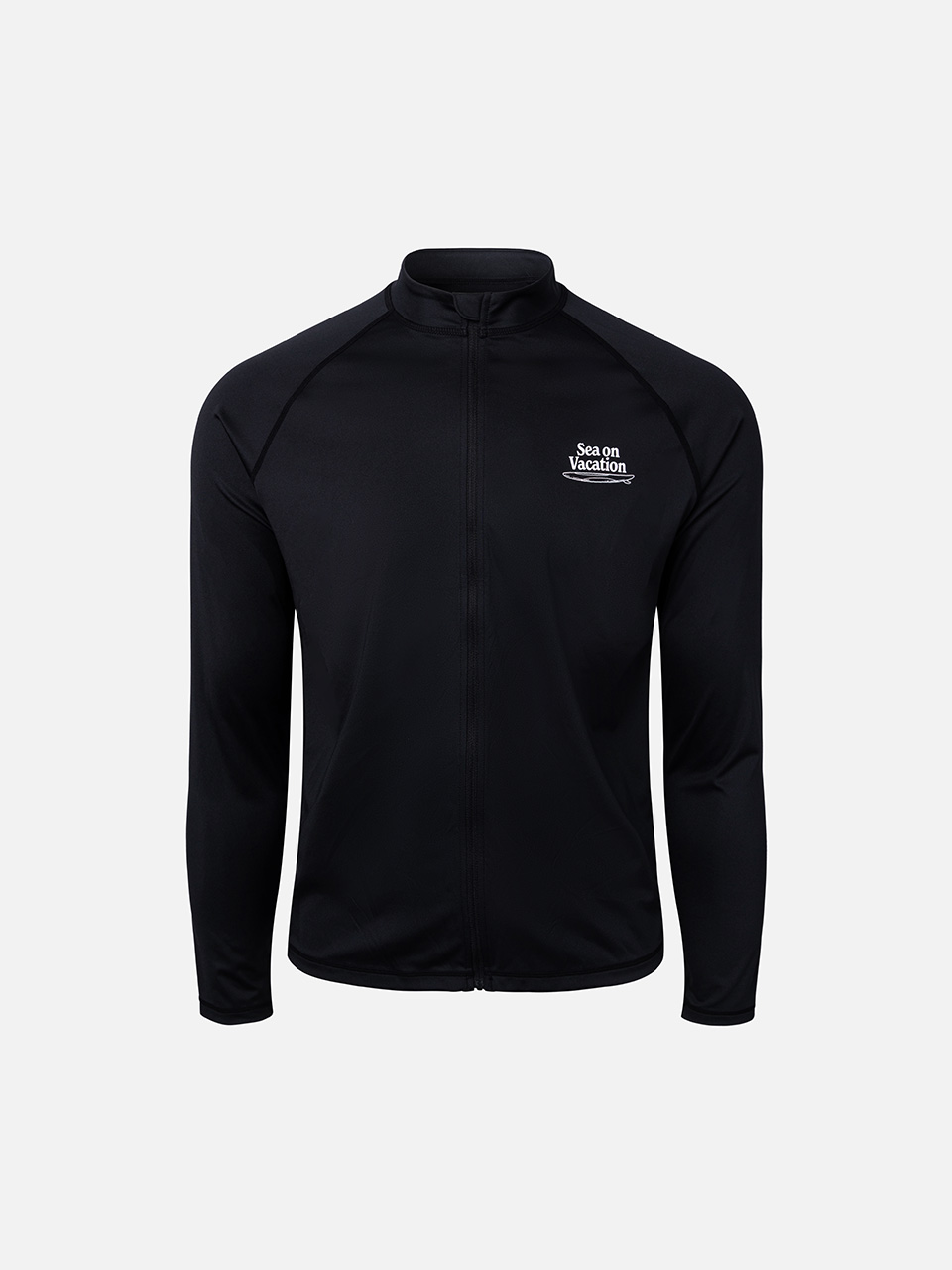 PEANUTS MEN SNOOPY RELAX FIT ZIP-UP RASH GUARD BLACK