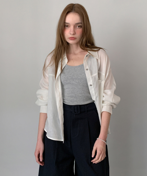 [SET] Basic Sleeveless Top+Loose Fit Shirt (5colors)