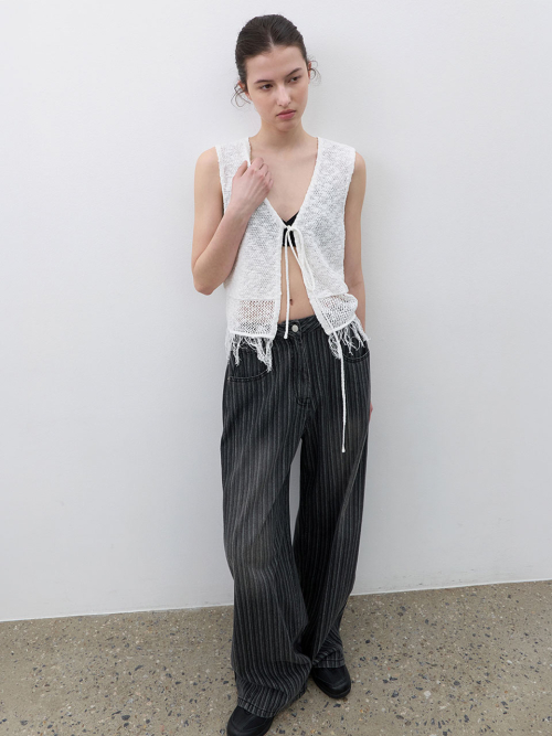 FRINGE DETAIL KNIT VEST (VT-0283)