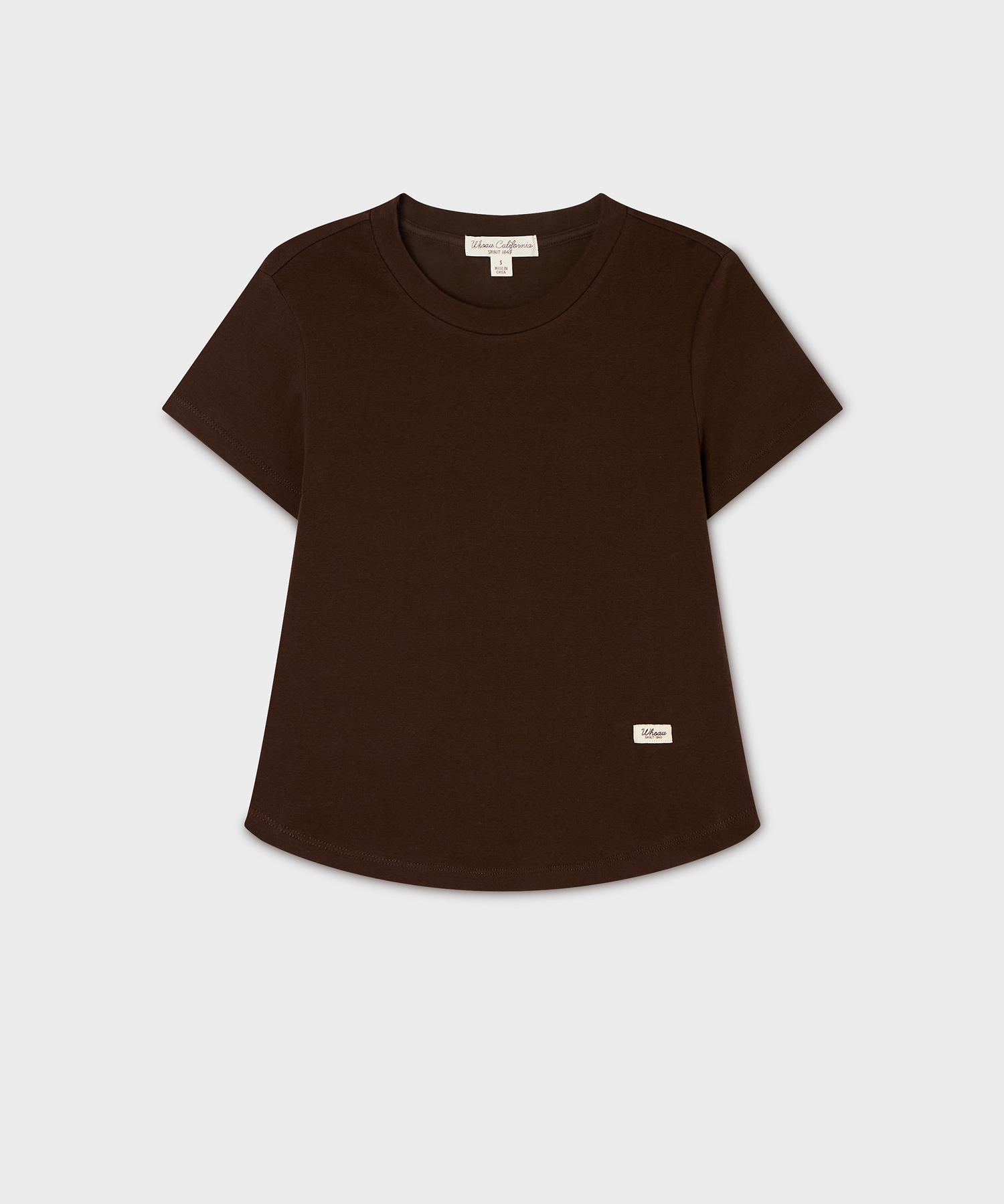 Round Neck Curved Hem T-shirt/WHRAG2433F