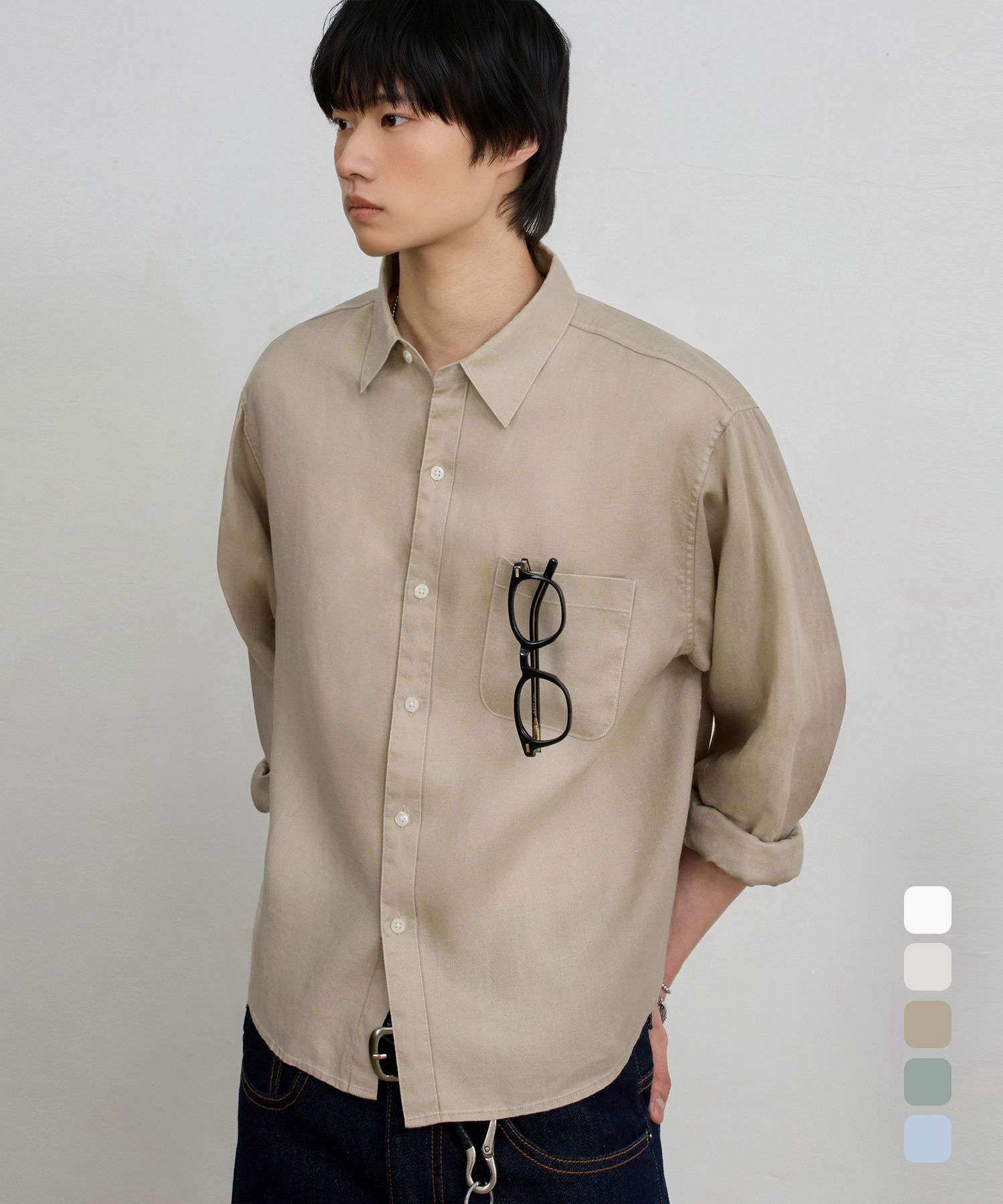 © EVERYONE’S LINEN 100% SEMI CROP SHIRT_5 COLOR