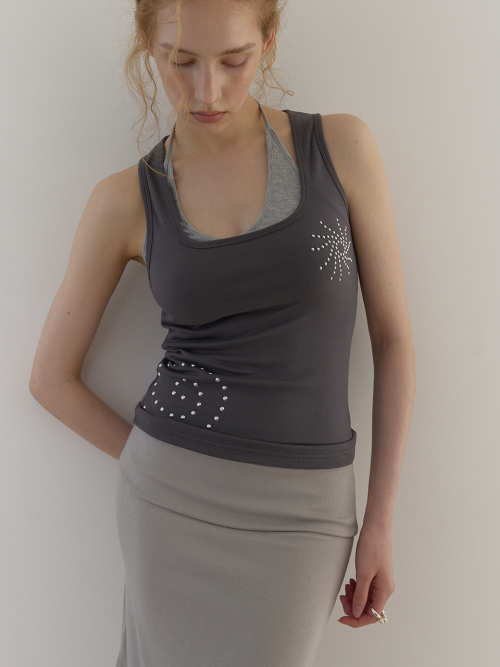 SUNRISE STUD SLEEVELESS (CHARCOAL)