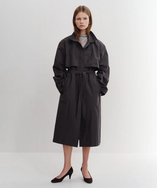 FLAP MAC COAT CHARCOAL