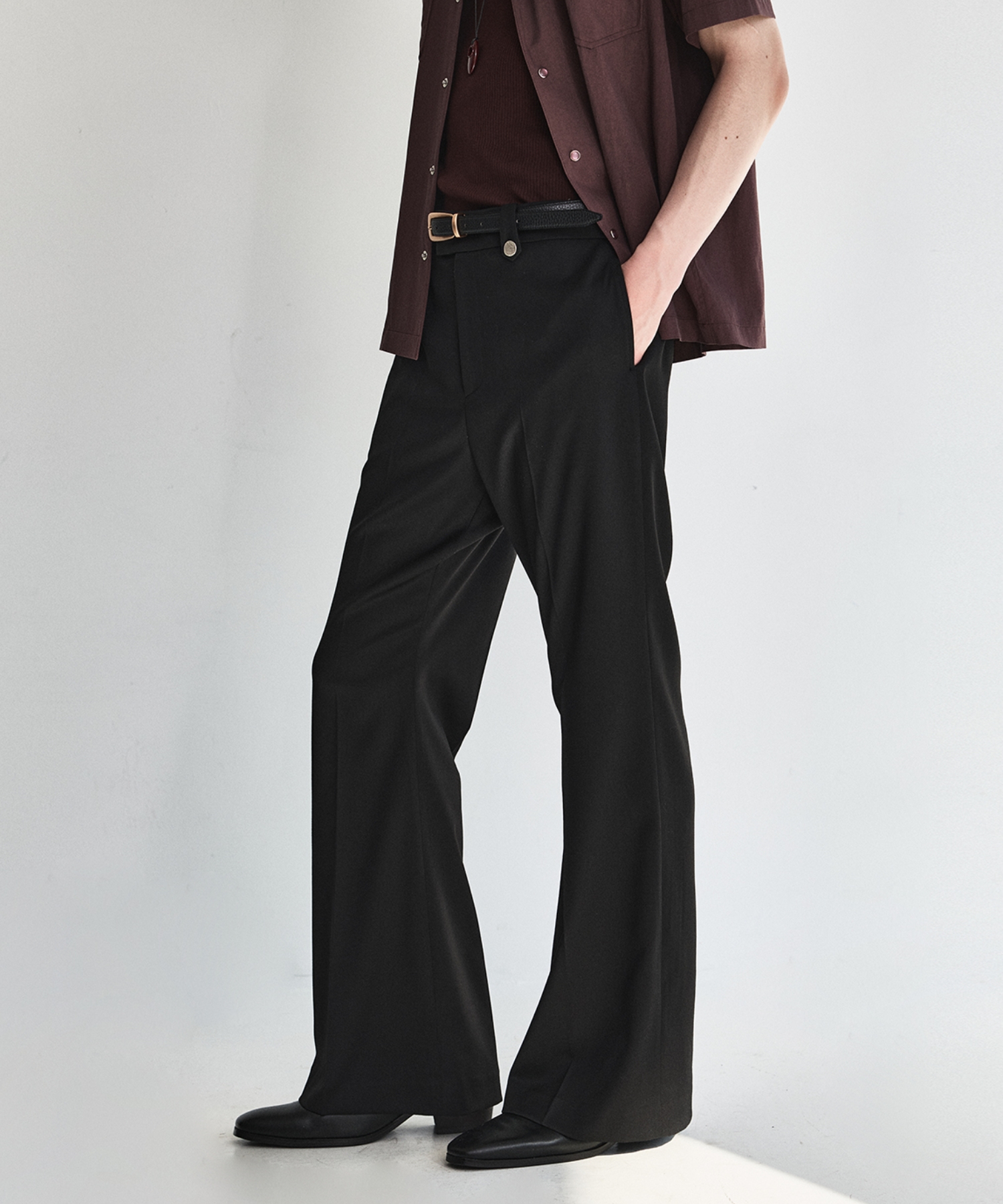 Lustre Relaxed Wool Flare Pants_Black