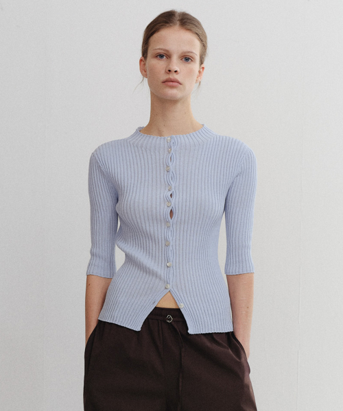 SHORT-SLEEVE CARDIGAN SKY BLUE