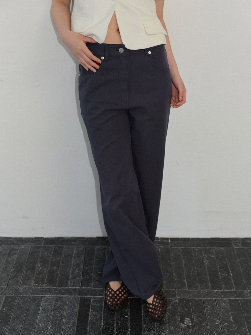Washed Cotton Semi-Wide Pants (2color)