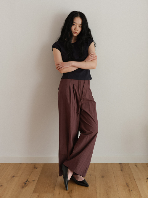 Tuck Detail Semi-Wide Pants (2color)