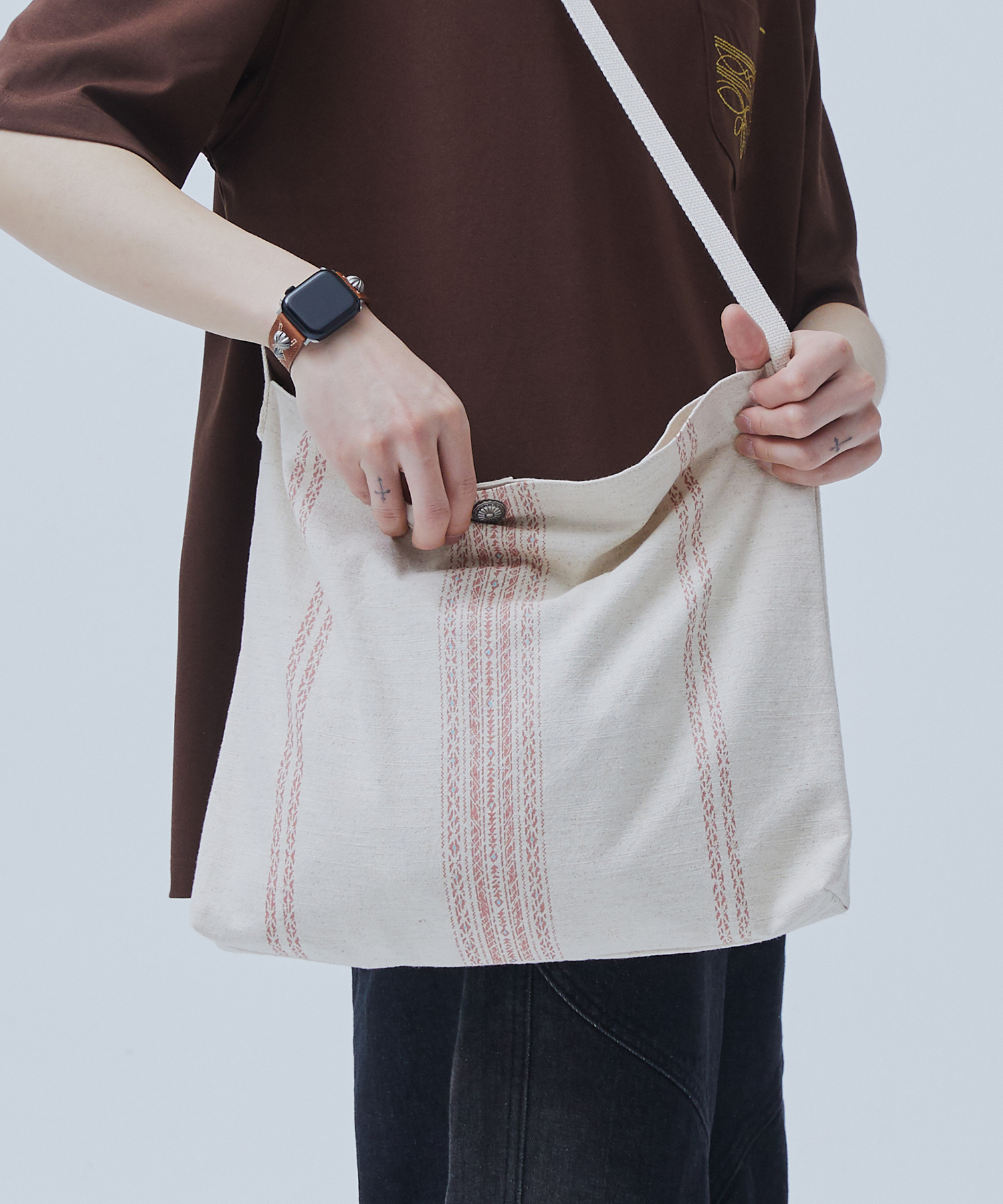 Grain Ethnic Shoulder Eco Bag Red