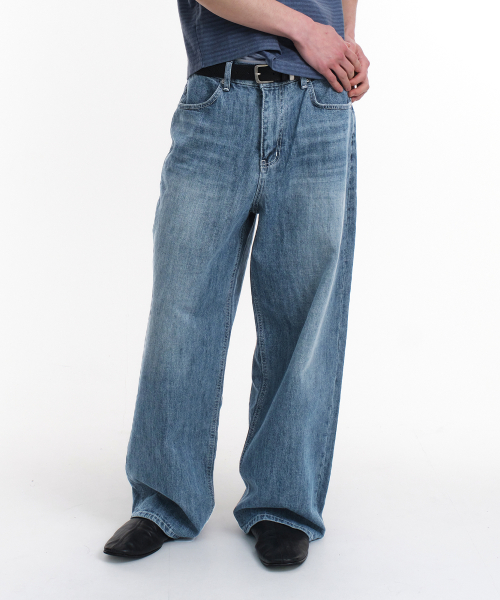 LOOSED WIDE DENIM PANTS (LIGHT INDIGO)
