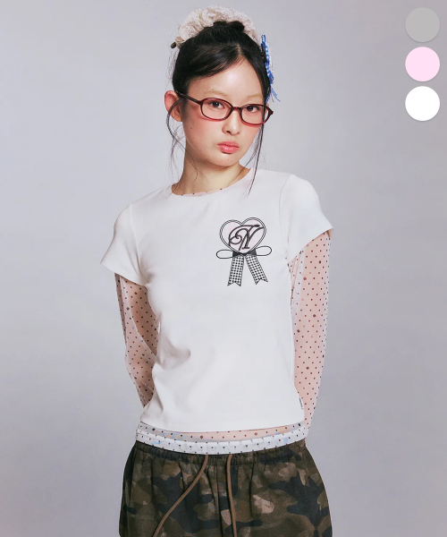 [3COLORS] YOUHEE ROSETTE T-SHIRTS