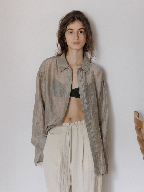 Sheer Crinkle Overfit Shirt (3color)