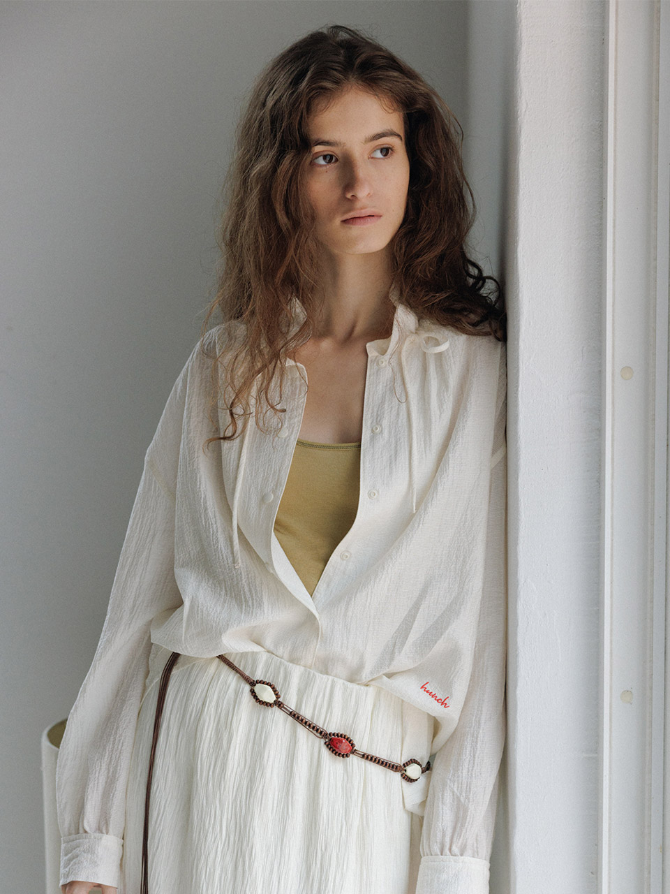 Airy Band String Shirt Jacket