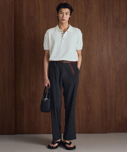 Kinoshita Seersucker Tapered Pants (Grey) TNPA6E206G2