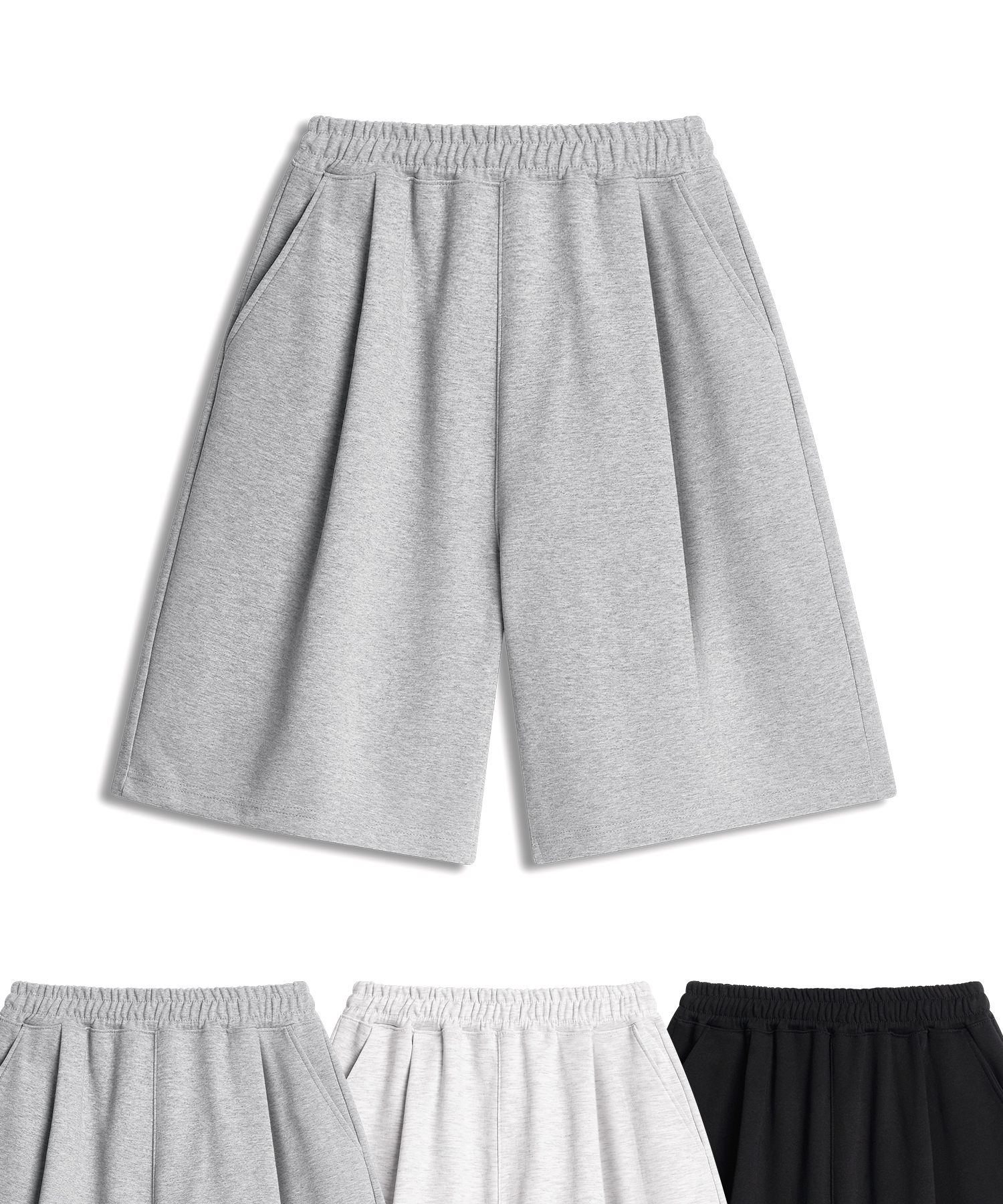 Широкие трикотажные шорты с защипами ( 3Color )