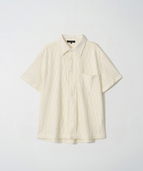JN164 Vertical Crinkle Texture Half Shirt - CREAM IVORY