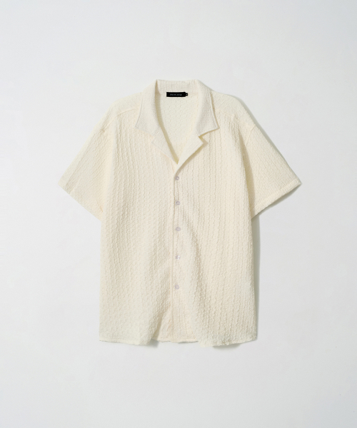 JN165 Soft Seersucker Open Collar Shirt - IVORY