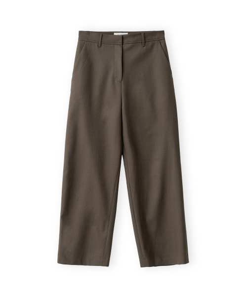 W Wide Wool Pants, Brown
