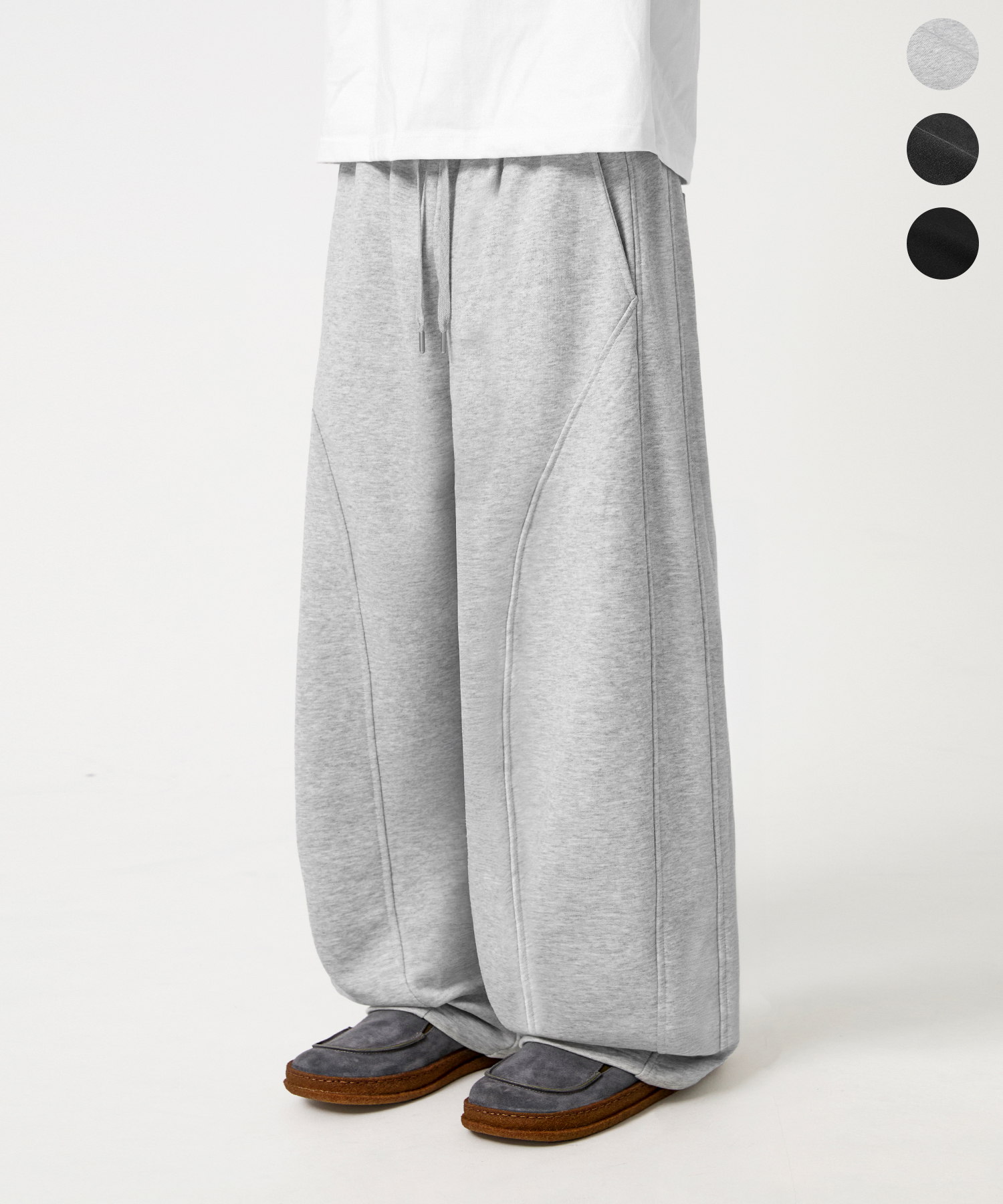 CURVED SICISION WIDE FIT SWEAT PANTS_3color