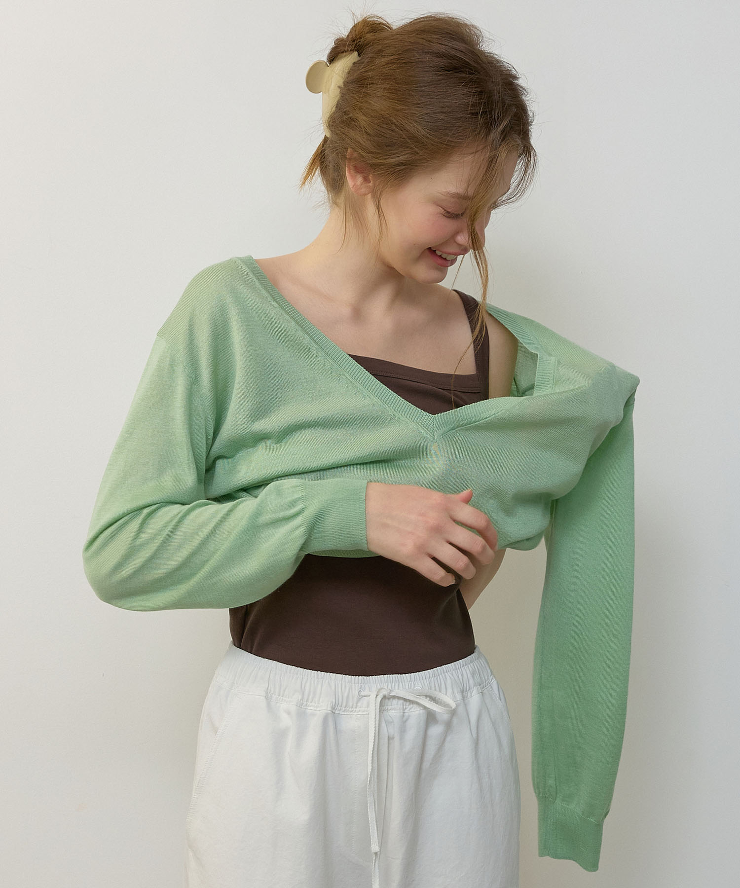 LOOSE FIT V-NECK PULLOVER KNIT_4COLORS