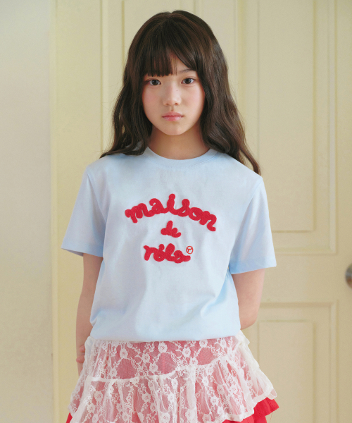 KIDS MAISON DE ROLA EMBROIDERY T-SHIRT SKY