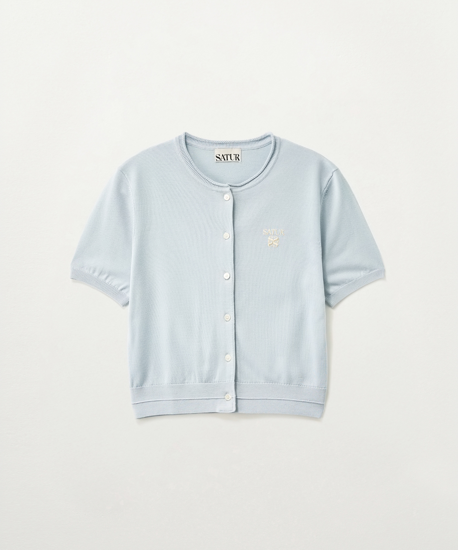 (W) Тонкий кардиган с круглым вырезом Sky Blue