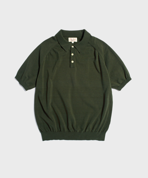 Retro Knitted Polo рубашка Olive Green