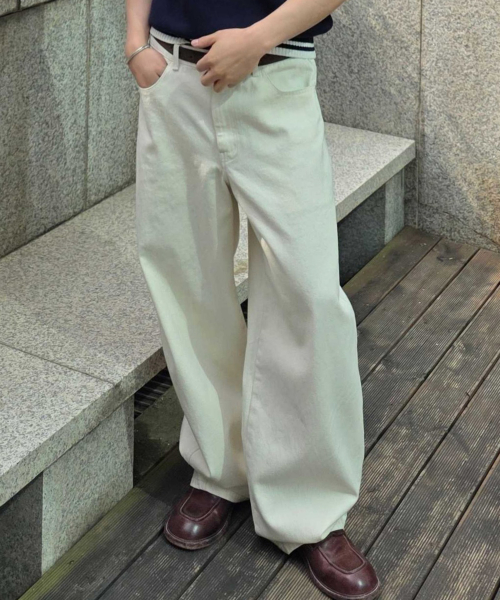 Широкие изогнутые джинсы M502 [Cream]