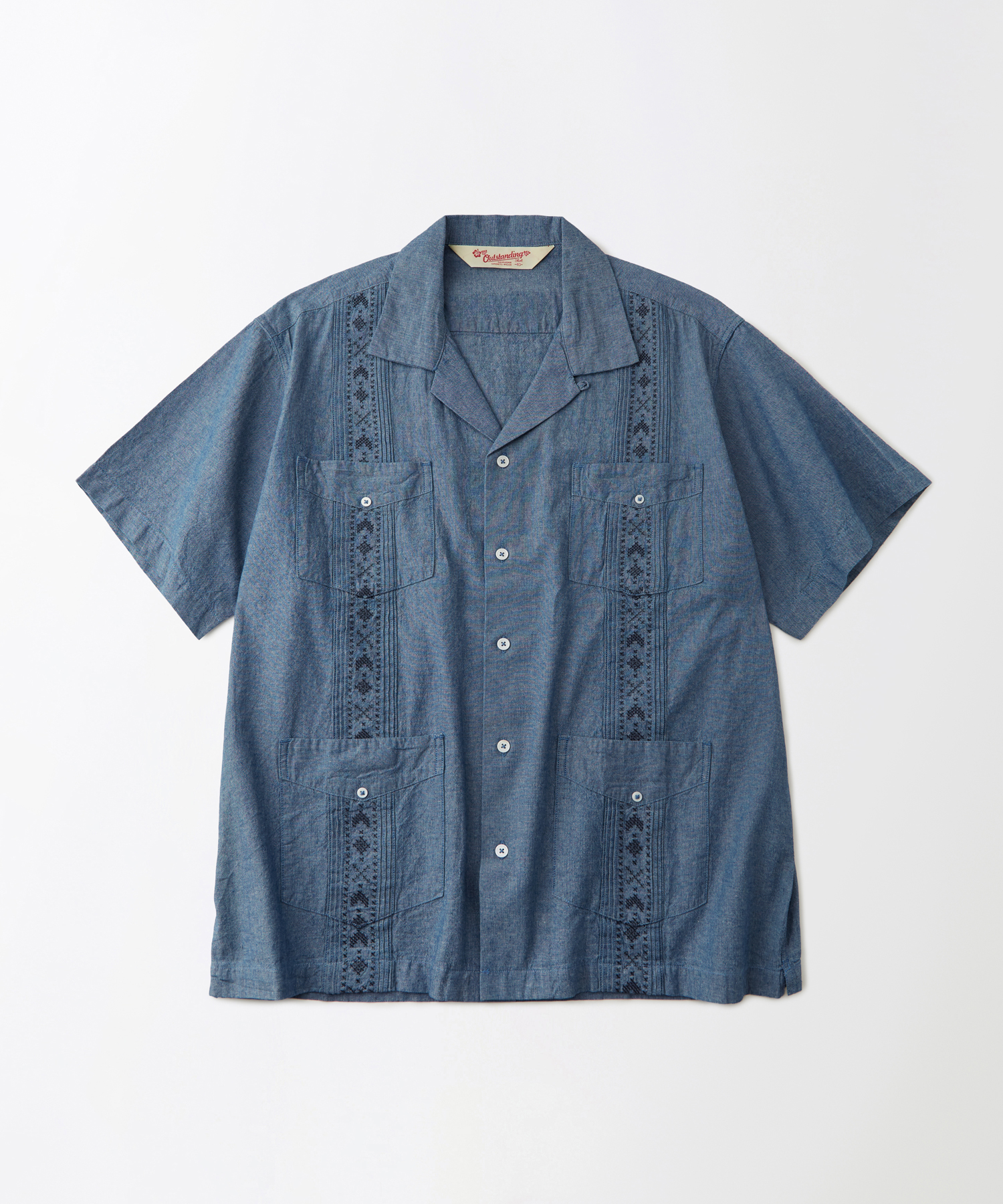 GUAYABERA CUBA EMD HALF SHIRT_L.BLUE