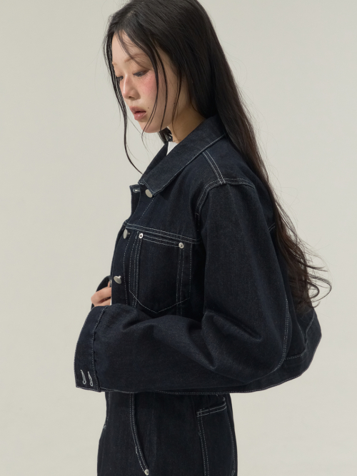 Raw Edge Structured Denim Setup_темно-синий