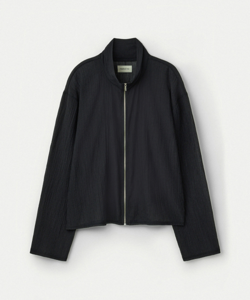Crinkled Cotton Zipup Jacket_черный