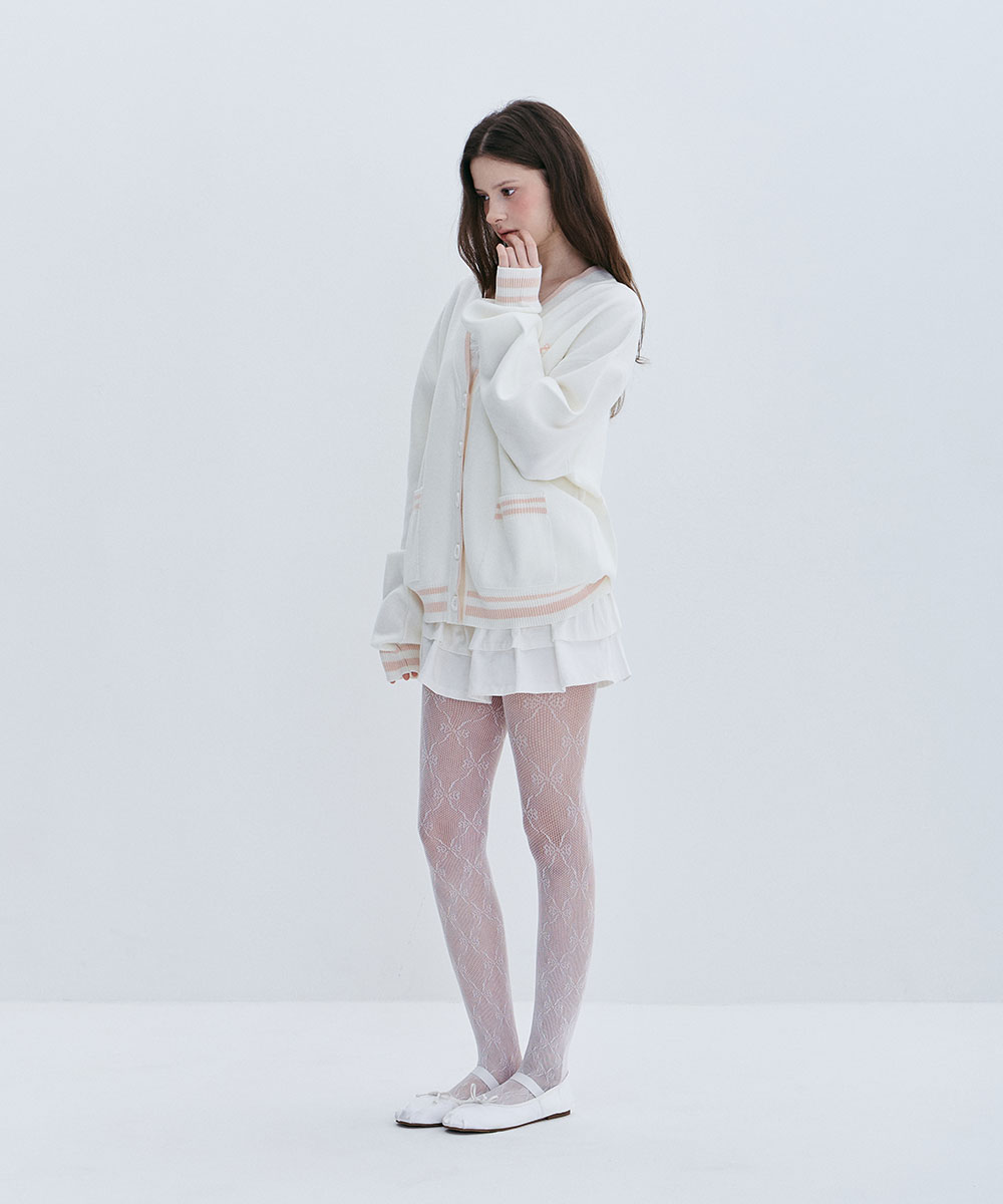 PREPPY LINE CARDIGAN - PINK