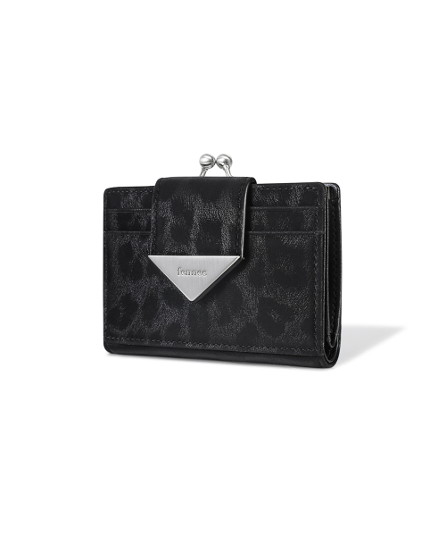 TRIANGLE FRAME BRIDGE WALLET - LEOPARD BLACK