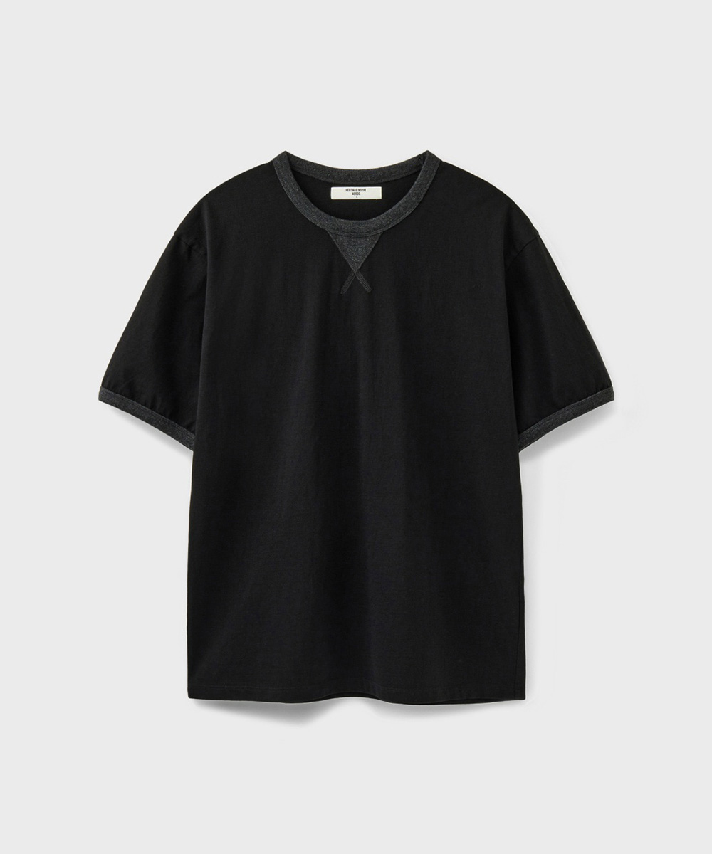 GUSSET RINGER S/S T-SHIRT [BLACK]