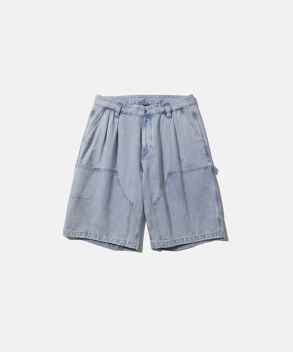 [SS26] WIDE CARPENTER DENIM SHORTS / BLEACHED INDIGO