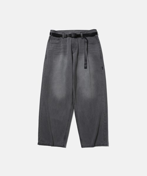 [SS26] WIDE 6P BELTED DENIM PANTS / BLEACHED BLACK