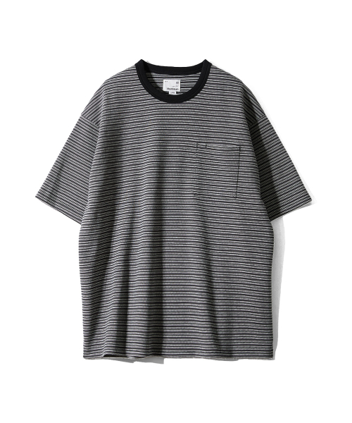 Powell Short Pique Stripe T-shirt Charcoal