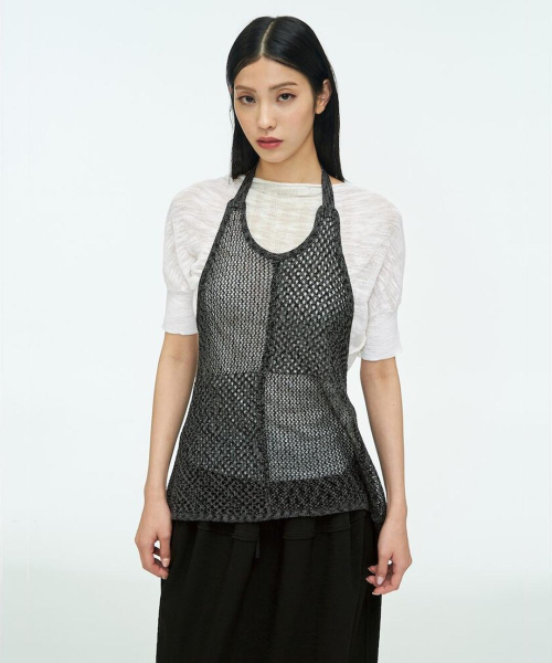 Net Apron Top Black