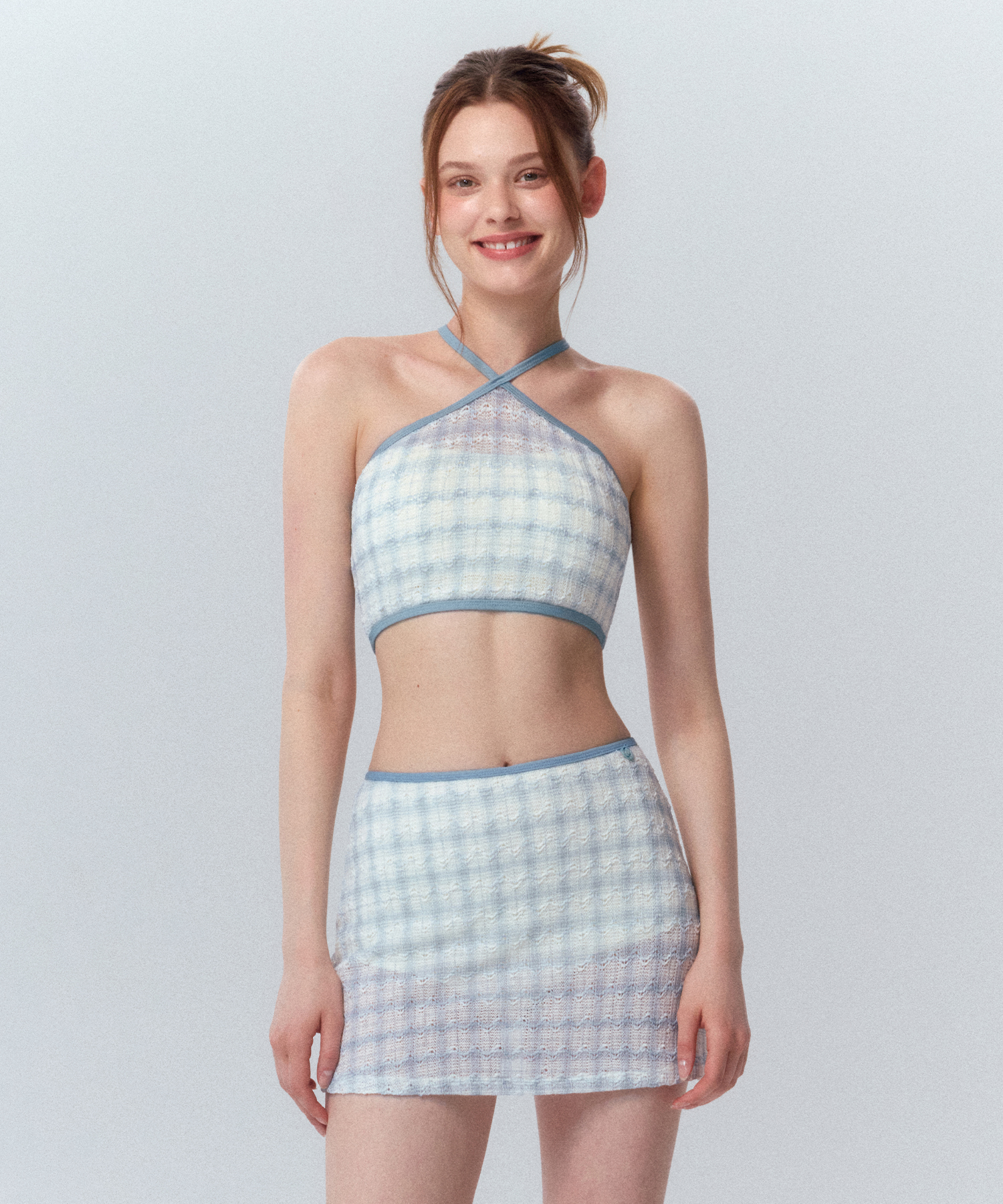 Вязаное бикини халтер Haze Crochet Blue