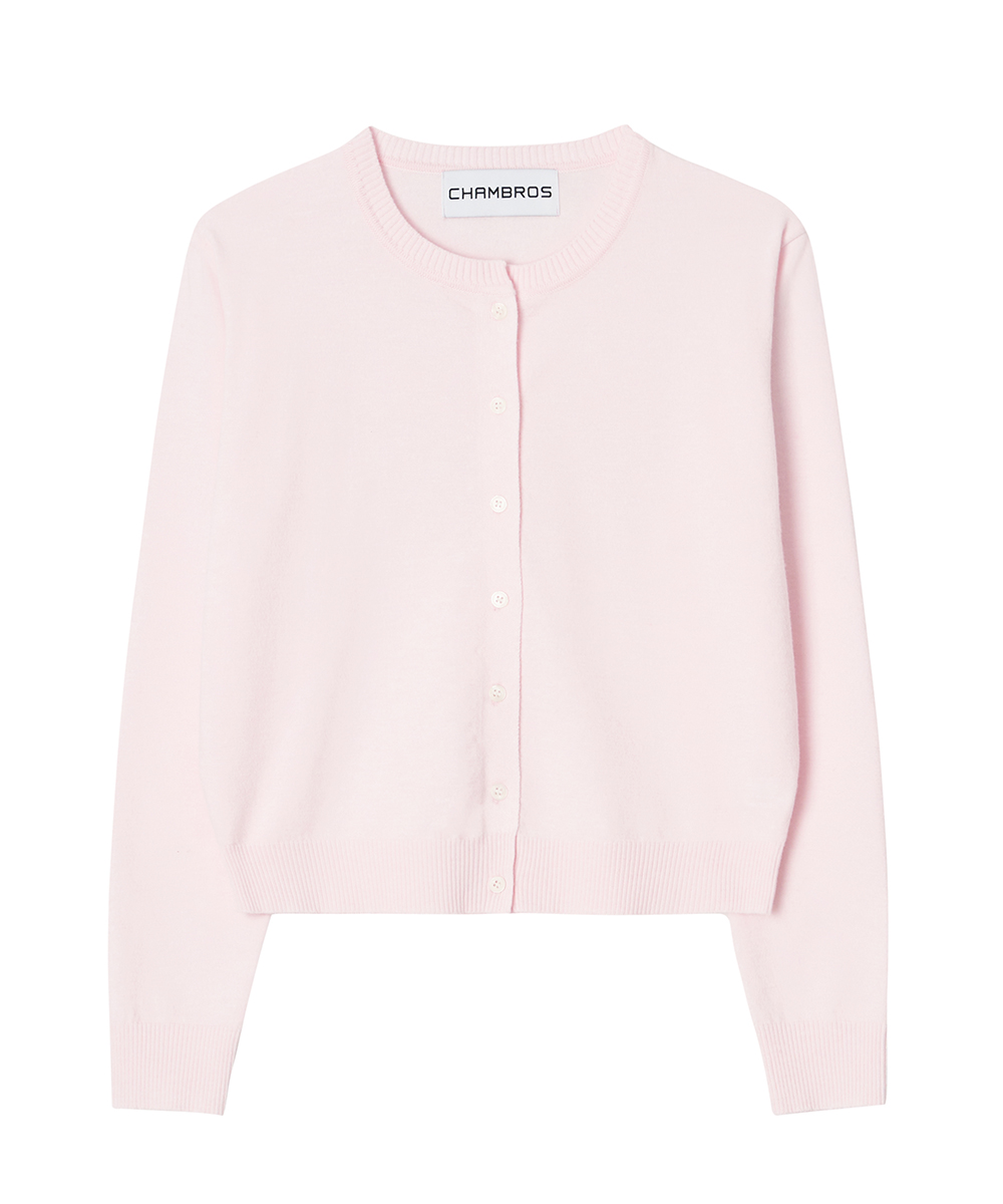 Womens standard round neck cardigan [light pink]
