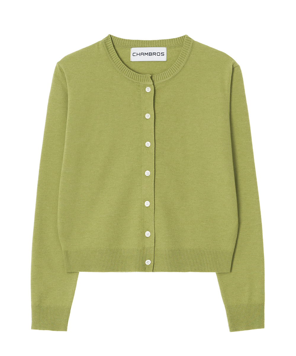 Womens standard round neck cardigan [olive]