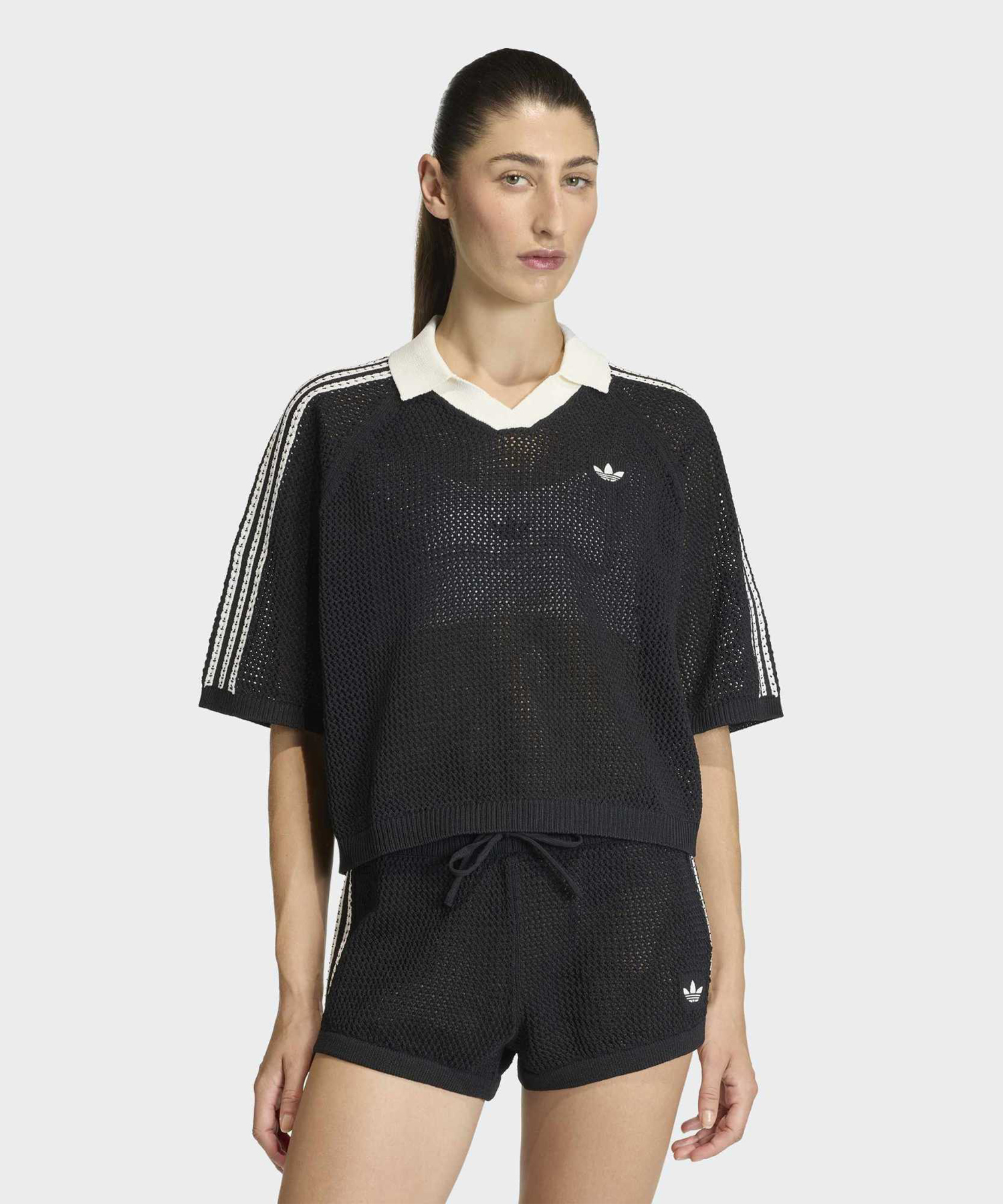 CROCHET POLO BLACK