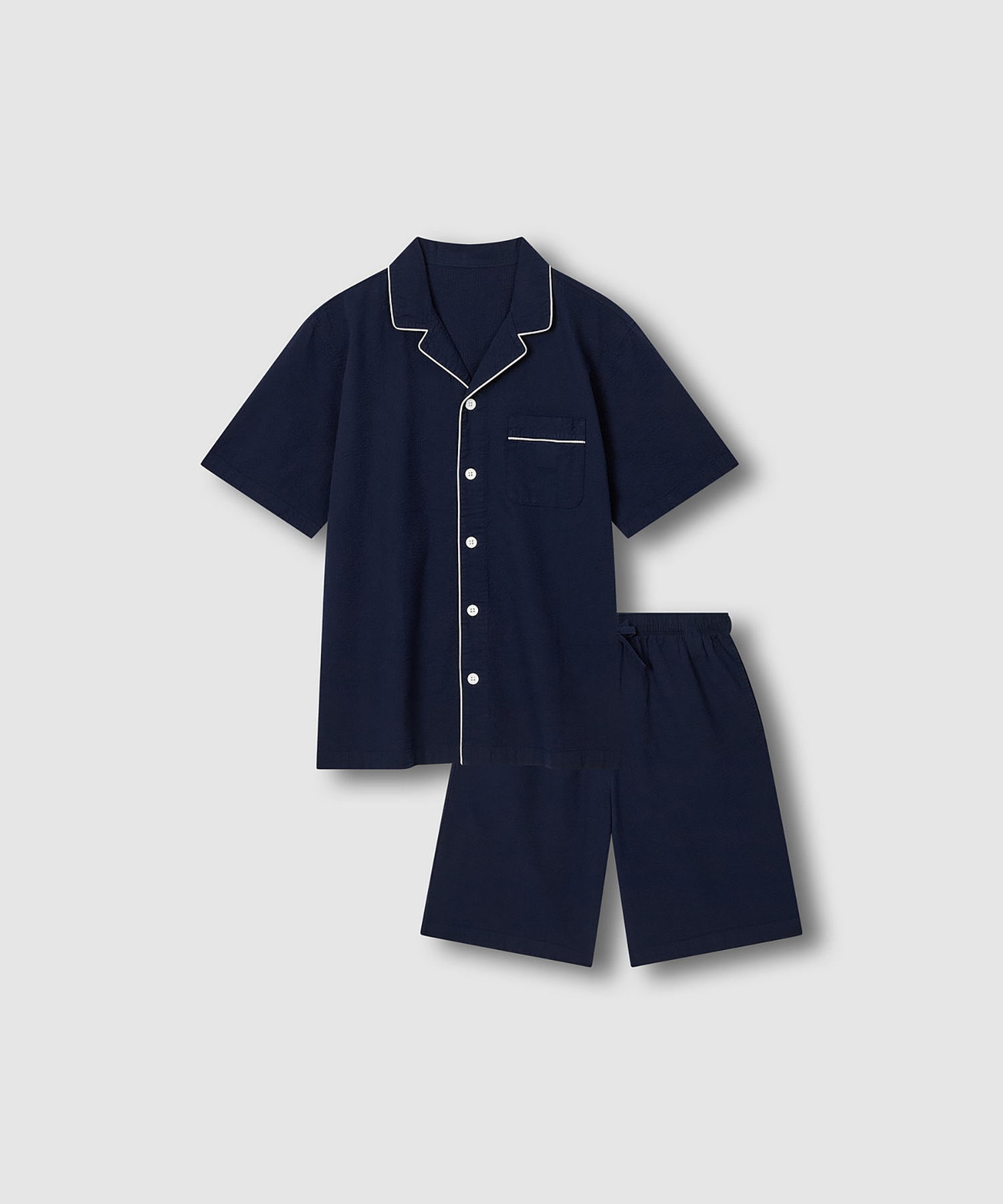 Мужская пижама со шортами из сирсакера, Navy