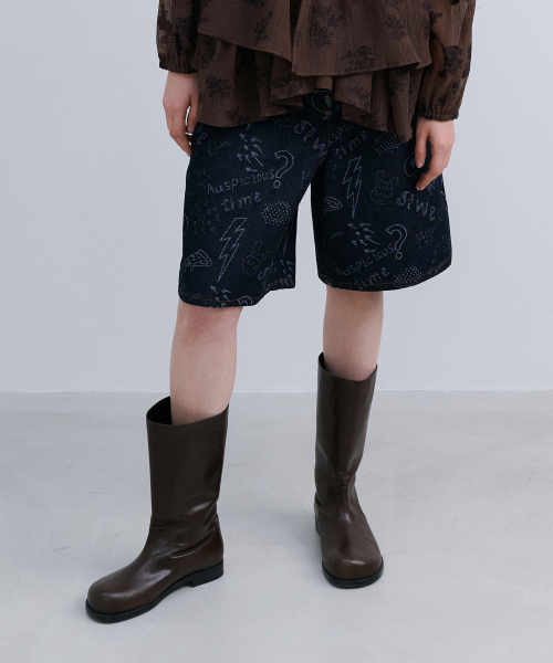 SKETCHED HALF DENIM - NAVY