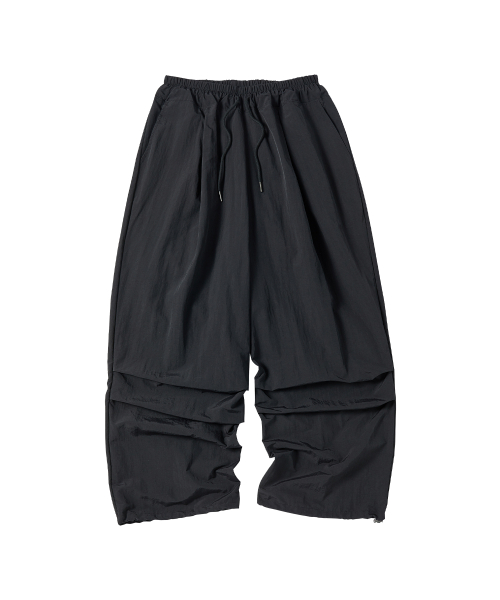 NYLON PINTUCK PANTS [BLACK]