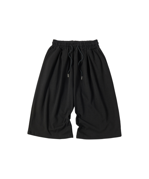 CHECK POCKET SWEAT SHORTS [BLACK]