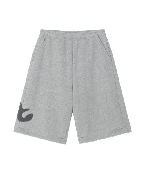 TCM zigzag stitch half sweat pants (melange grey)