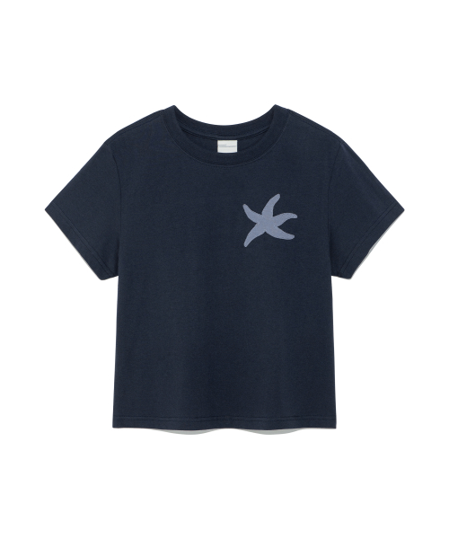 (w) TCM vintage starfish crop T (navy)