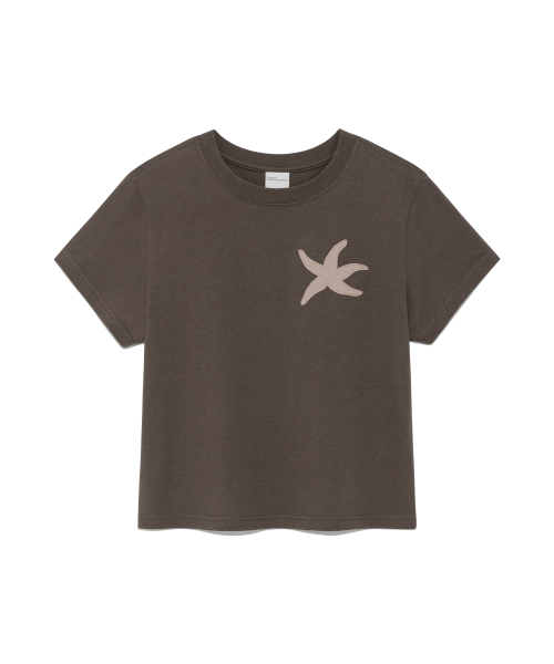 (w) TCM vintage starfish crop T (brown)