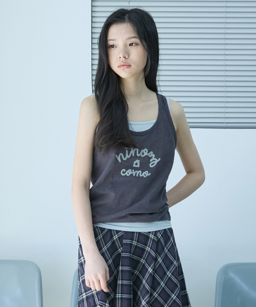 W CRACK SLEEVELESS SET [DEEP GRAY]