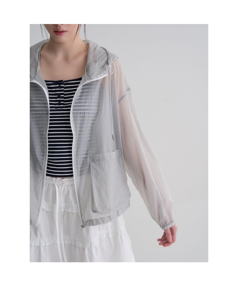 Ветровка с накладными карманами Light Grey